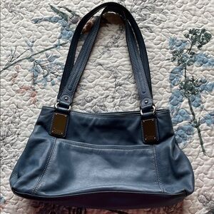 Tignanello Blue Leather Shoulder Bag